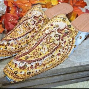 NIB Mystique HANDMADE Leather slides hand-sewn Sequins GORGEOUS